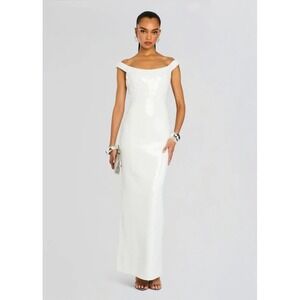 Retrofête Jazmina White Sequin One-Shoulder Gown – Size‎ Small – NWT